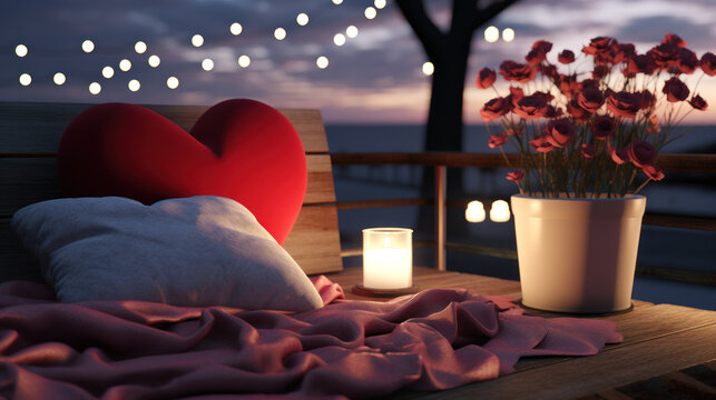 A romantic Valentines Day themed outdoor movie night.