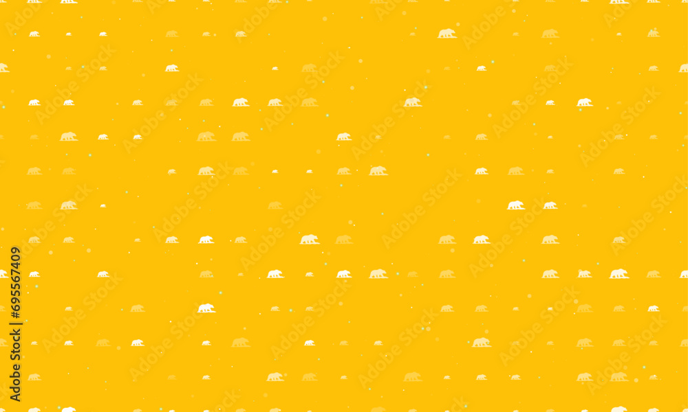 Aufkleber seamless background pattern of evenly spaced white wild bear symbols of different sizes and opacity.