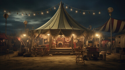 A sideshow tent featuring unique and unusual acts.