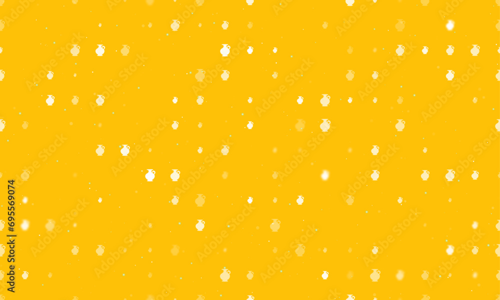 Poster seamless background pattern of evenly spaced white antique vase symbols of different sizes and opaci