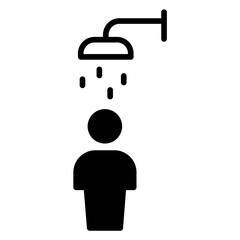 Shower man solid glyph icon illustration