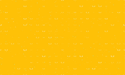 Seamless background pattern of evenly spaced white deer horns symbols of different sizes and opacity. Vector illustration on amber background with stars
