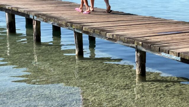 bathing jetty at Attersee lake in Upper Austria
