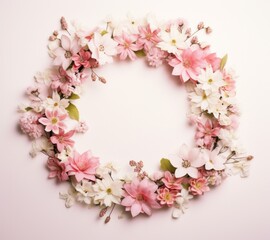Fototapeta na wymiar a frame covered in pink and white flowers