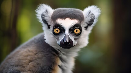 A vertical image of an amusing ringtailed lemur.