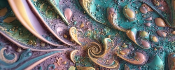 a close up of a painting with many colors