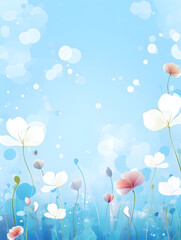 Pastel blue and white abstract floral background