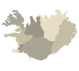 Iceland map. Map of Iceland in administrative regions