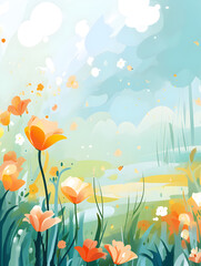 Abstract colourful spring flowers background 