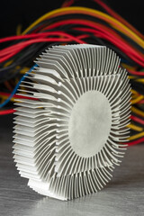 Aluminum heat sink with cables of computer power supply unit
