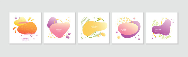 Abstract Card Design with Fluid Form and Shape Vector Template Set