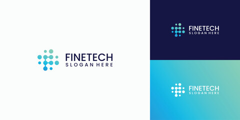 Technology connection F letter logo design