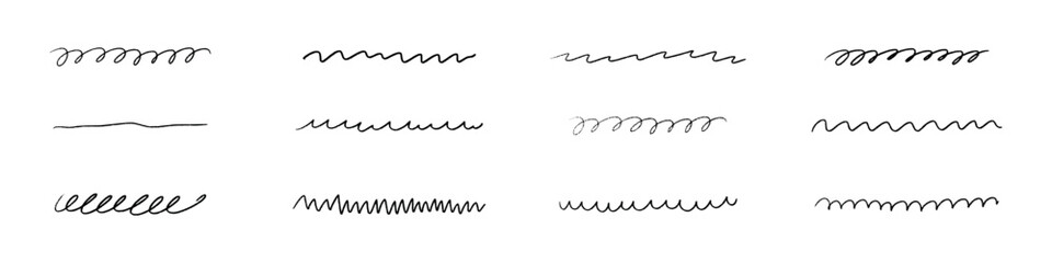 Wavy line with flowing curves. Swirls, zigzags, and doodle elements. Flat vector illustration isolated on white background.