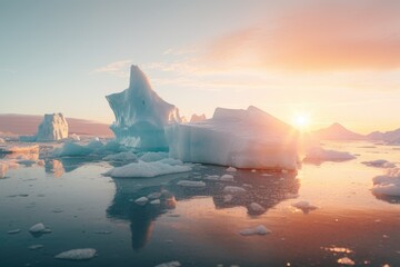 Iceberg glaciers melting in the ocean