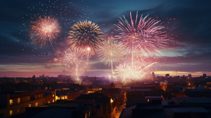 A vibrant display of fireworks marking the end of the night.