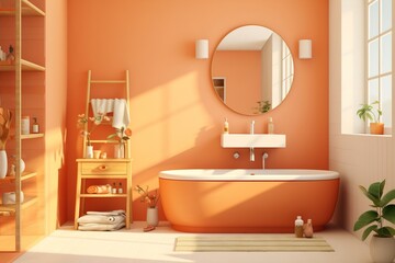 interior with bathroom in peach