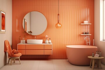 interior with bathroom in peach