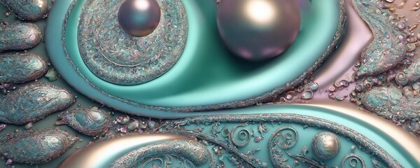 a close up of a blue and silver background