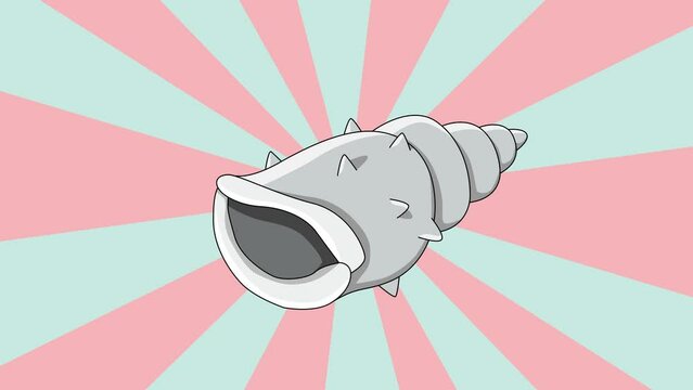 Animation of a clam shell icon with a rotating background