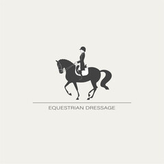 Design equestrian dressage logo. Vector Illustration