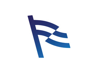 Obraz premium F letter flag shape logo design