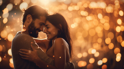 Beautiful couple hug each other
