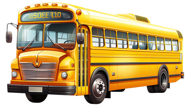 School bus illustration, yellow bus clipart, graphic design, transparent background