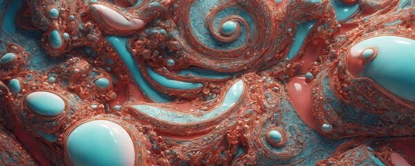 a close up of a blue and red pattern