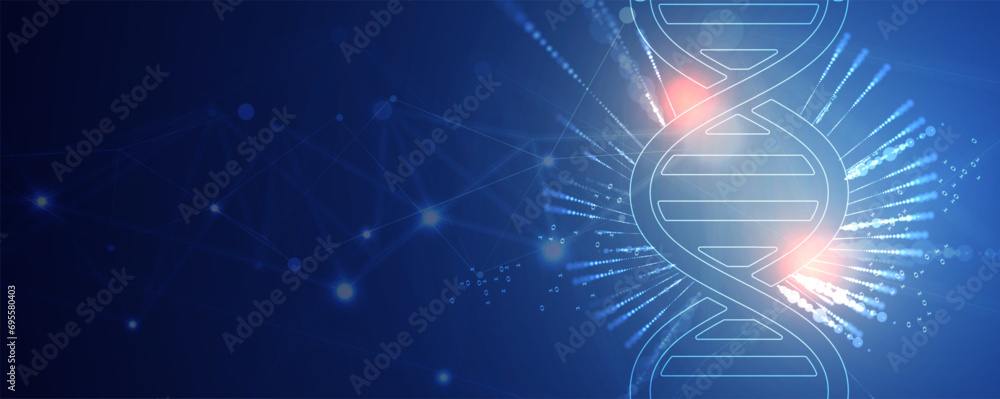 Wall mural abstract artificial intelligence dna technology. science and social concept. futuristic connection s