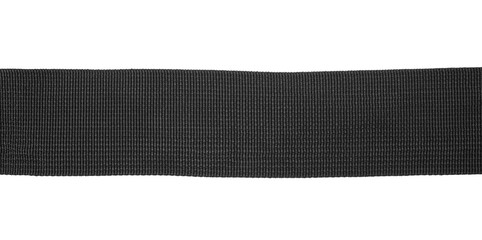 Black nylon belt, strap isolated on white background