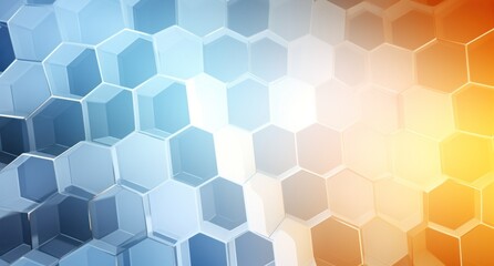abstract white background with color lights in the form of hexagons and squares