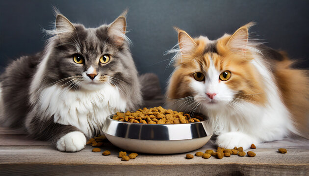 ritratto gattini con ciotola cibo 