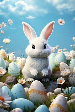cute easter day poster template
