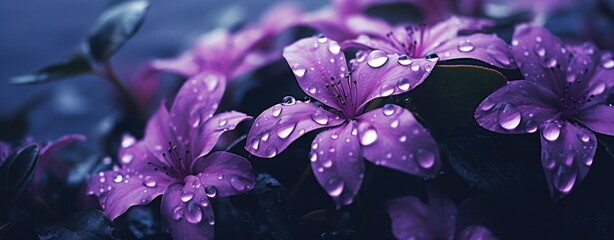 beautiful water drops from purple flowers