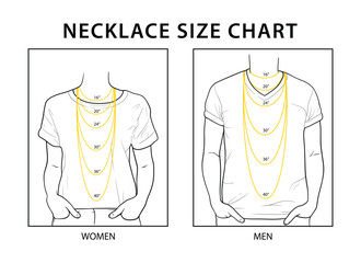 Woman and man necklace size chart on white background - obrazy, fototapety, plakaty