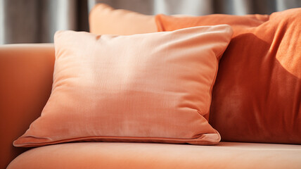 textile pillows with trend color apricot crush