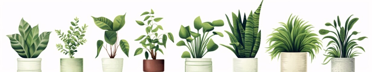 Two Different Sized Plants in Pots Generative AI
