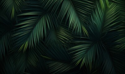 A lush green palm tree with a dark background Generative AI