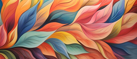 Colorful Leaves in a Vibrant Painting Generative AI