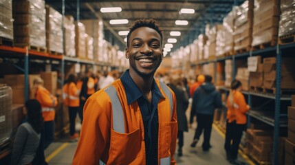 A Smiling Man in an Orange Vest Generative AI