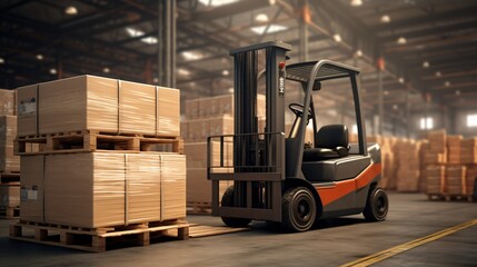 A large forklift in a warehouse Generative AI