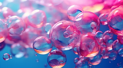Bubble-filled water with a vibrant pink hue Generative AI