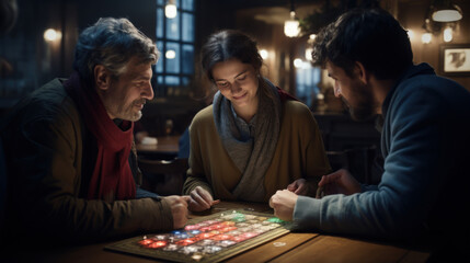 Fototapeta premium People participating in a traditional riddle-solving game.