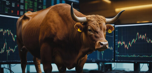 Bull market or bull engaged in cryptocurrency trading