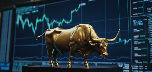 Bull market or bull engaged in cryptocurrency trading
