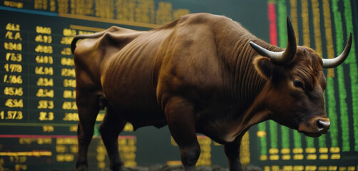 Bull market or bull engaged in cryptocurrency trading