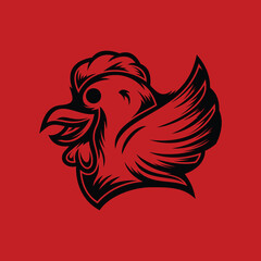 Silhouette chicken logo design