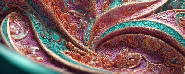 a close up of a colorful, abstract painting