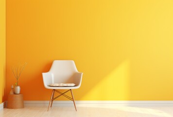 Modern Chair in a Yellow Room Generative AI