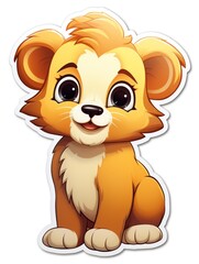 Naklejka premium Artistic portrayal of a young lion cub, displayed in a drawing against a white background.